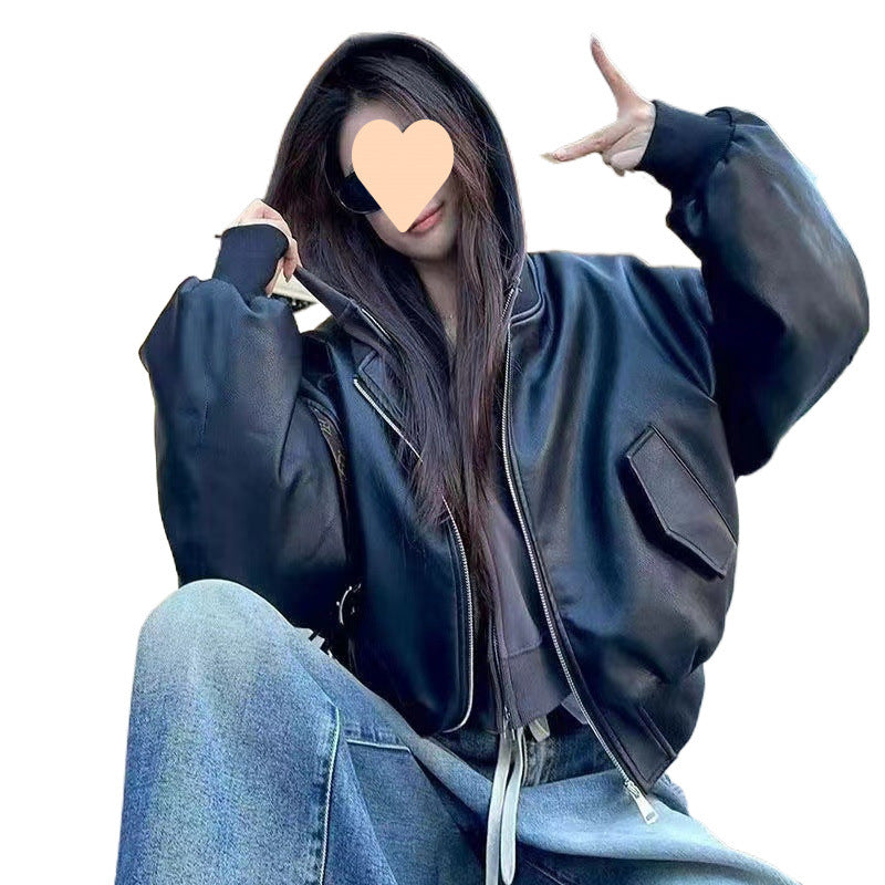 Leather Retro Loose Motorcycle Jacket | zäh