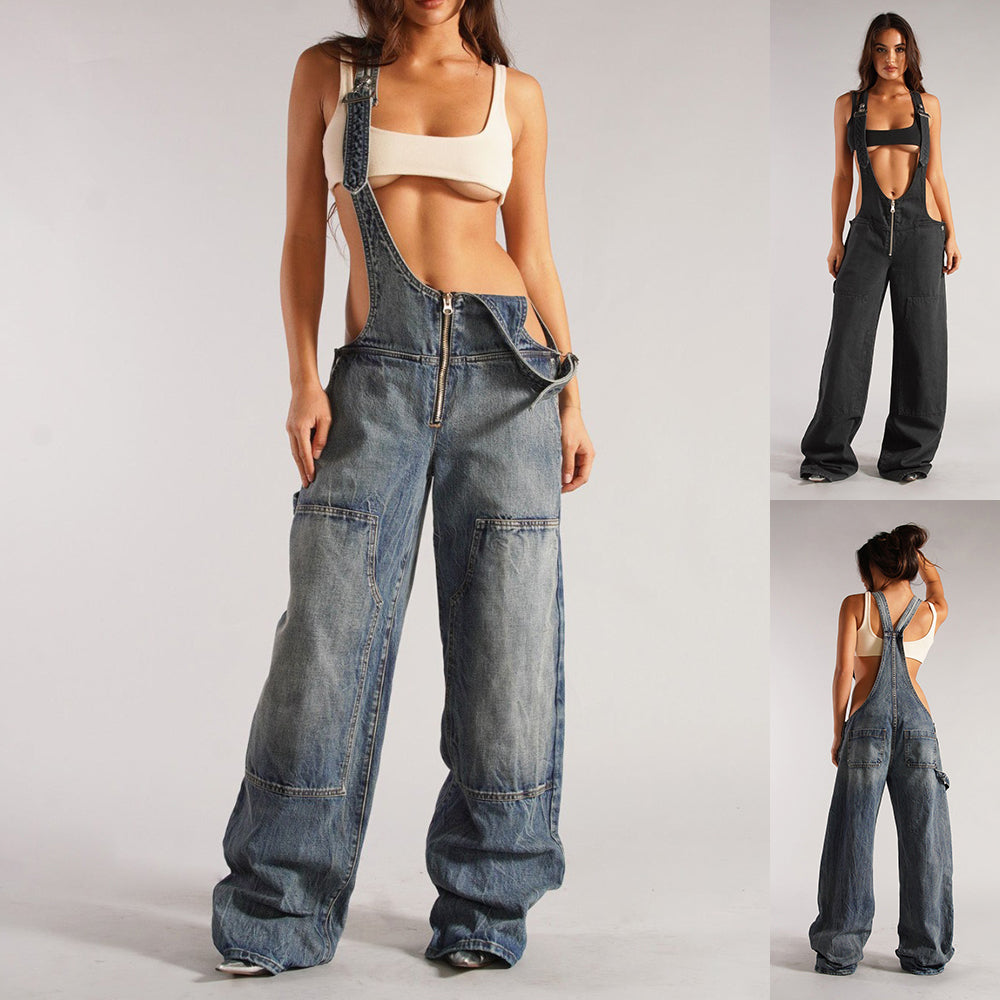 Loose Suspender Jumpsuit Streetwear Jeans Pants | zäh
