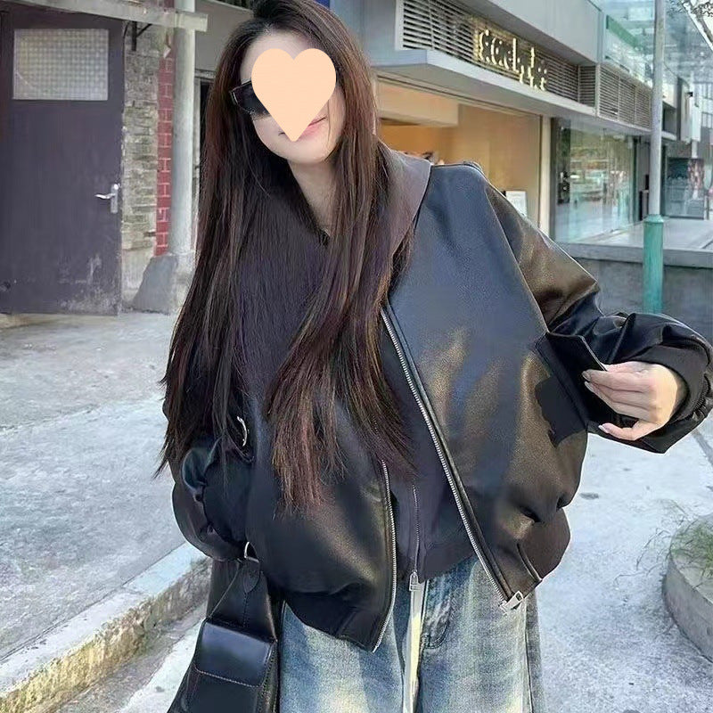 Leather Retro Loose Motorcycle Jacket | zäh