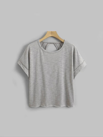Women's Plain Cut Out Asymmetrical Hem Batwing Sleeve Tee | zäh