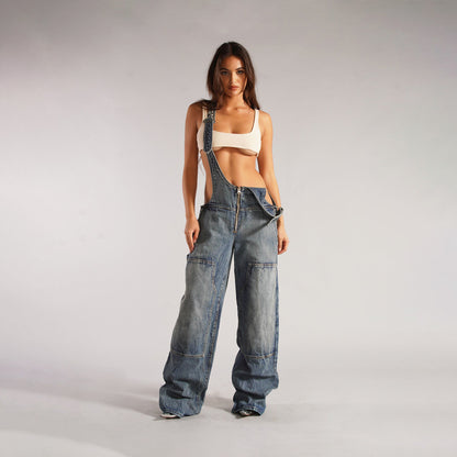 Loose Suspender Jumpsuit Streetwear Jeans Pants | zäh