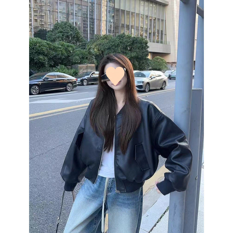 Leather Retro Loose Motorcycle Jacket | zäh