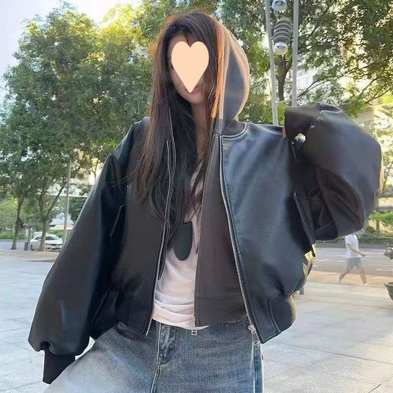 Leather Retro Loose Motorcycle Jacket | zäh