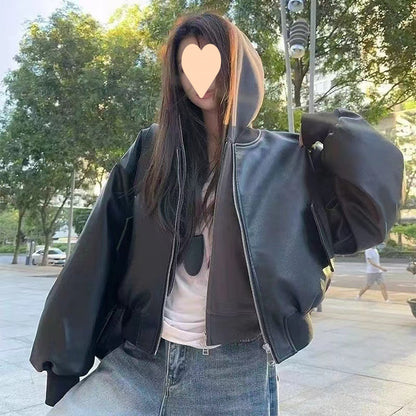 Leather Retro Loose Motorcycle Jacket | zäh