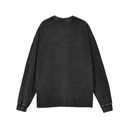 Washed Long-Sleeved American Retro TEE | zäh